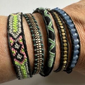 Nakamol Multi beaded wrap bracelet w/ leather close 36in